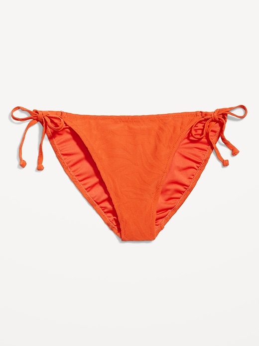 Image number 4 showing, Mid-Rise Textured String Bikini Swim Bottoms