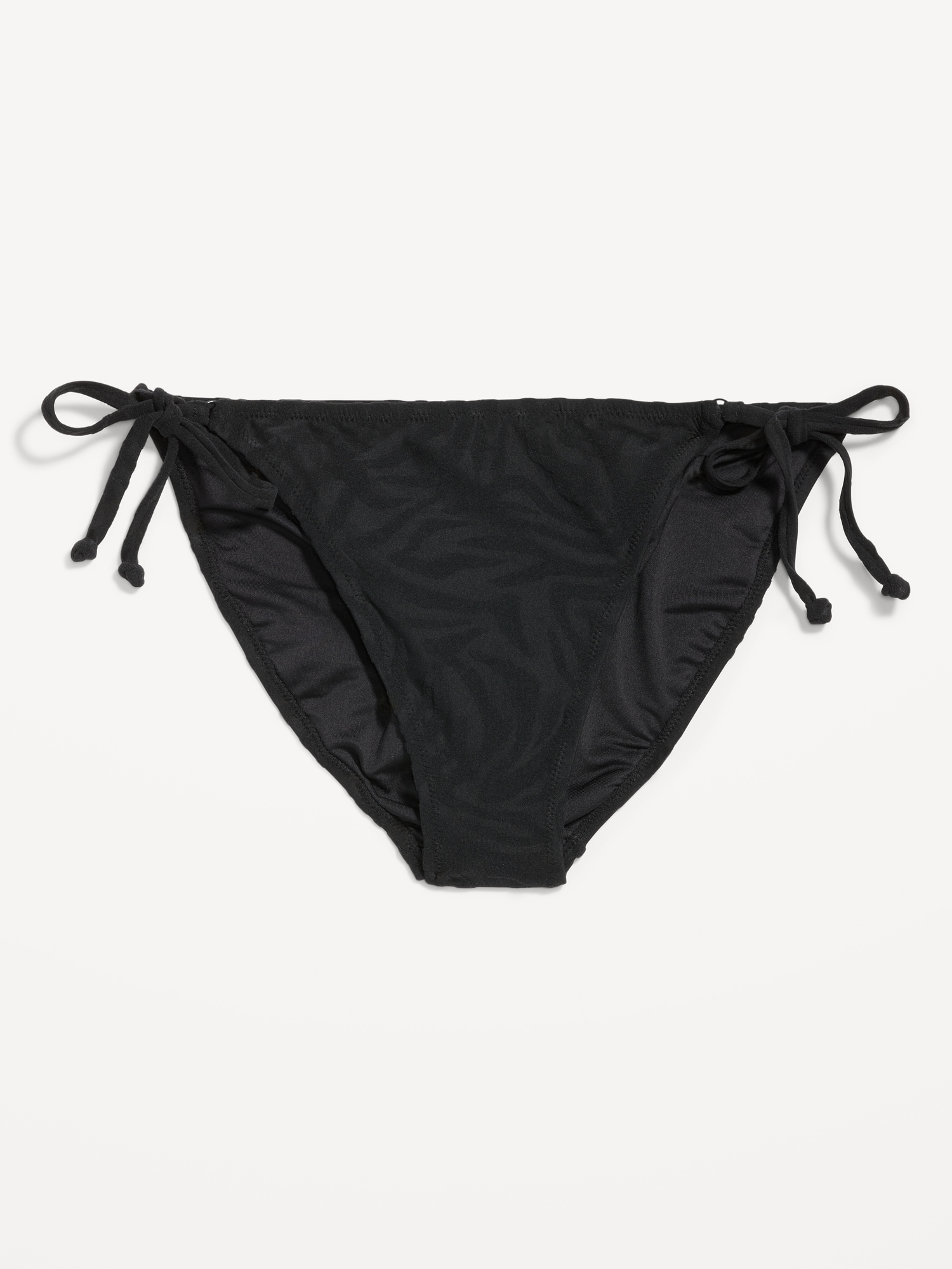 Mid-Rise Textured String Bikini Swim Bottoms