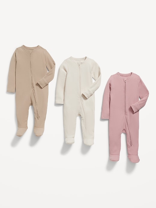 Image number 3 showing, 2-Way-Zip Sleep & Play Footed One-Piece 3-Pack for Baby