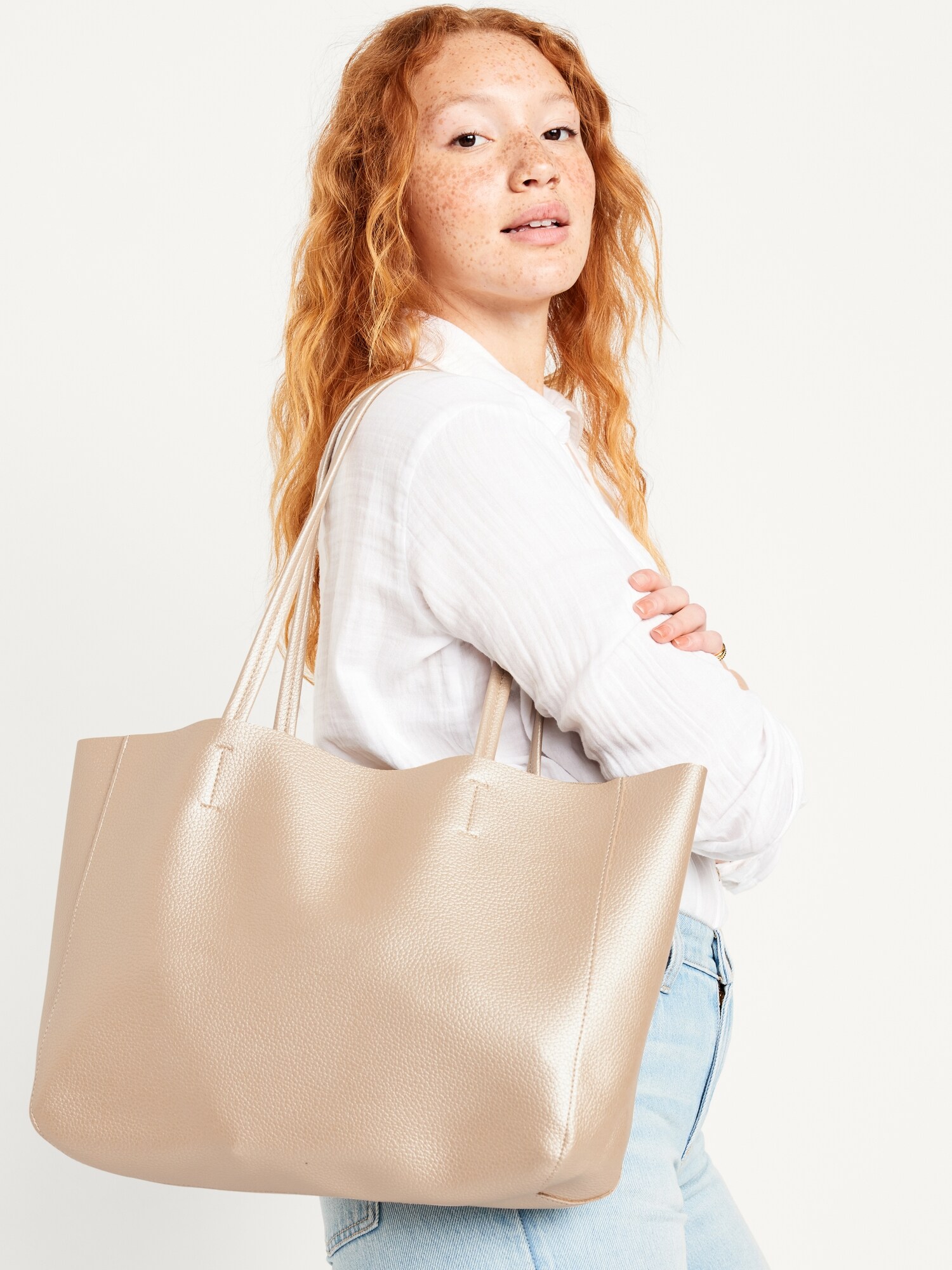 Faux leather clearance shopper bag