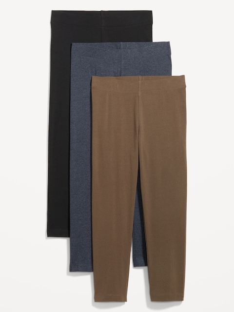 High-Waisted Fashion Layering Cropped Leggings 3-Pack