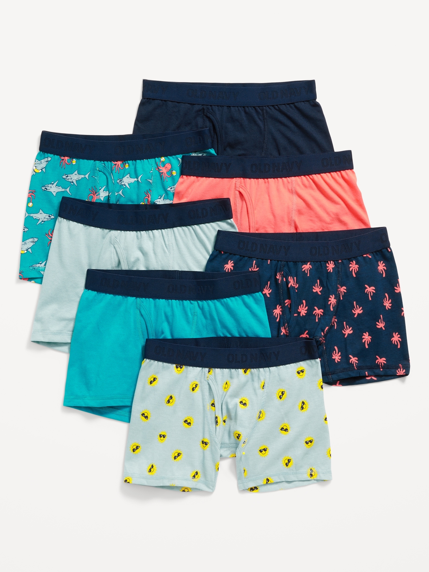 Old Navy Printed Boxer-Briefs Underwear 7-Pack for Boys red