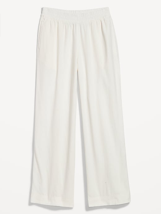 Image number 4 showing, High-Waisted Linen-Blend Wide-Leg Pants