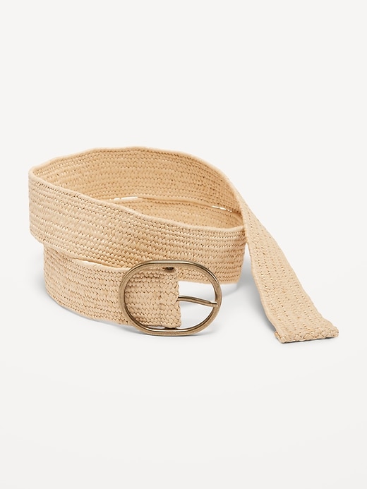 View large product image 1 of 1. Raffia O-Ring Belt for Women