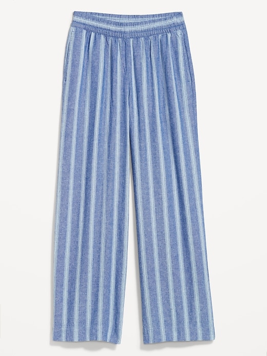 Image number 4 showing, High-Waisted Linen-Blend Wide-Leg Pants