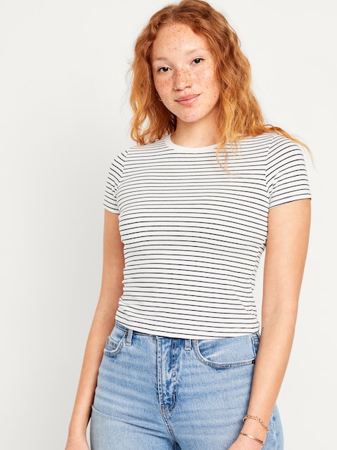 Bestee Crop T-Shirt - O.N. New Black Stripe
