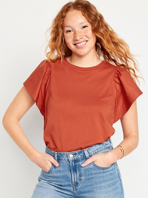 Classic Flutter Sleeve Top (navy)