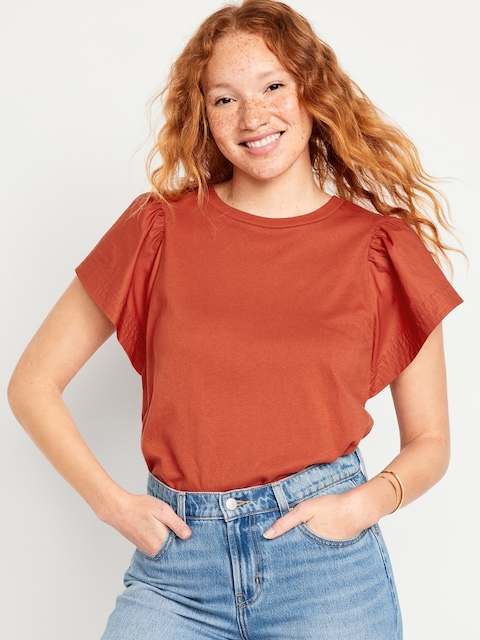 Flutter-Sleeve Combination Top