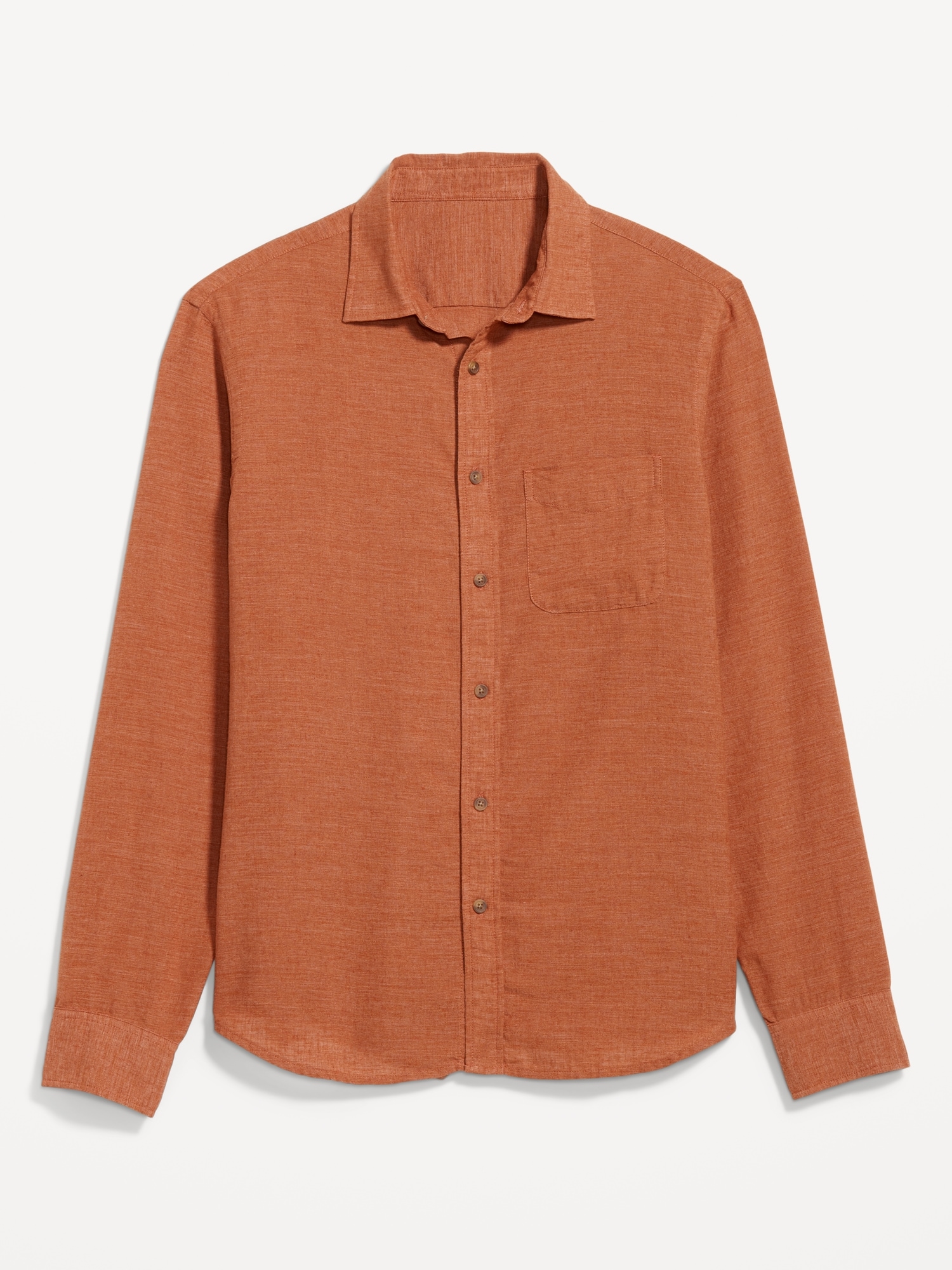 Effortless Simplicity Orange Linen Short Sleeve Button-Up Top