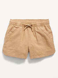 View large product image 4 of 4. Linen-Blend Drawstring Shorts for Girls