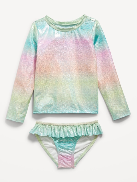 Ruffle-Trim Bikini Swim Set for Toddler and Baby - Green