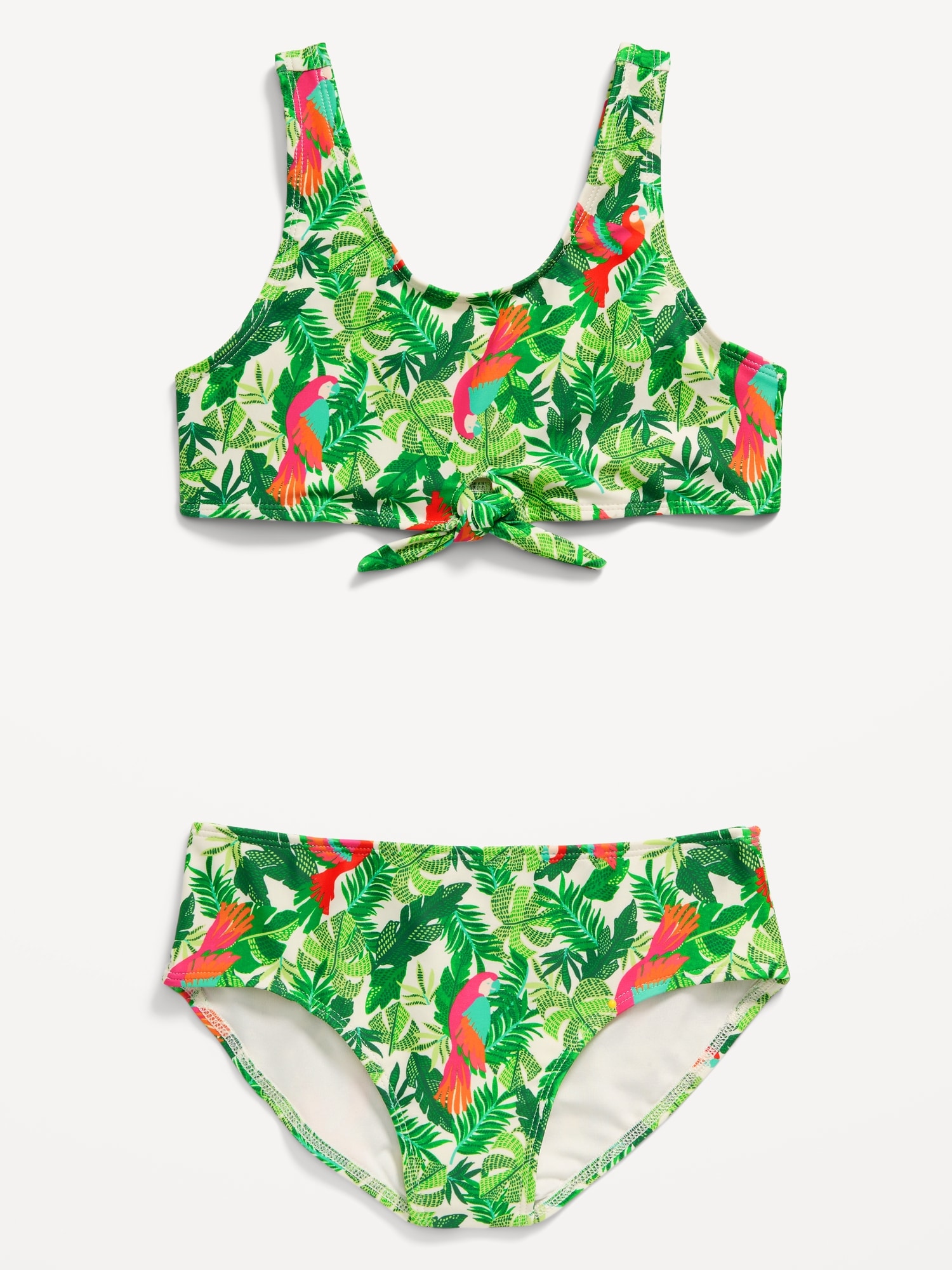 Printed Tie-Front Bikini Swim Set for Girls