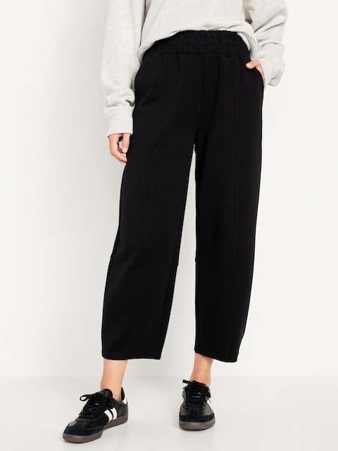 High-Waisted Dynamic Fleece Barrel-Leg Sweatpants - Light Black Heather