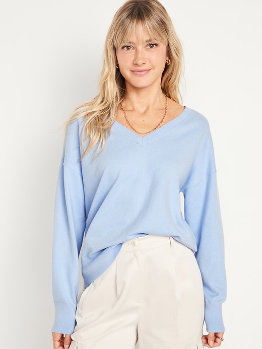 Image number 1 showing, SoSoft Lite Loose V-Neck Sweater