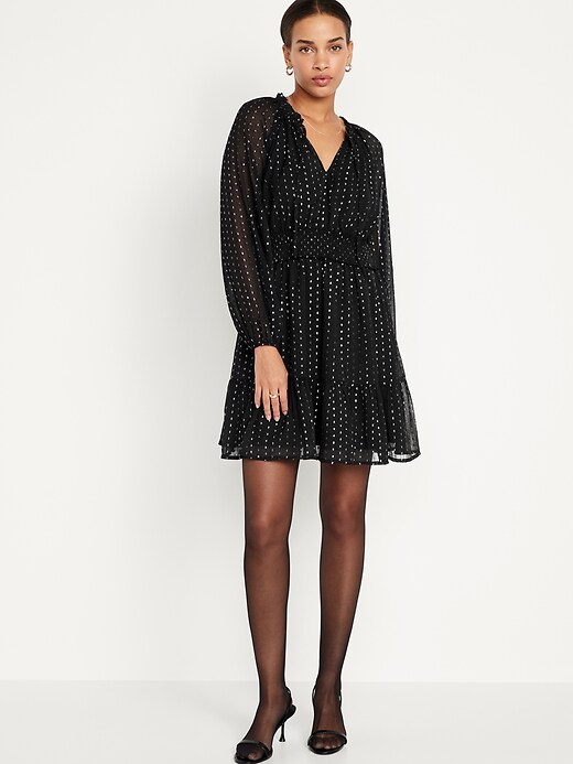 knee length dresses for ladies Waist-Defined Ruffle-Trim Mini Dress for Women