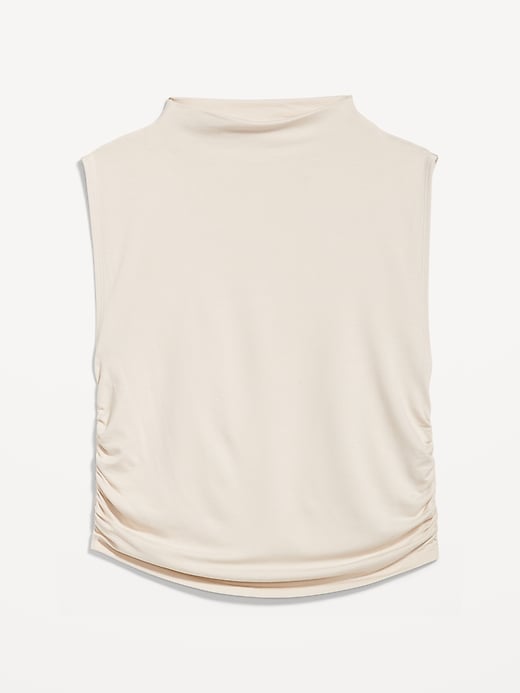 Mock-Neck Ruched Top