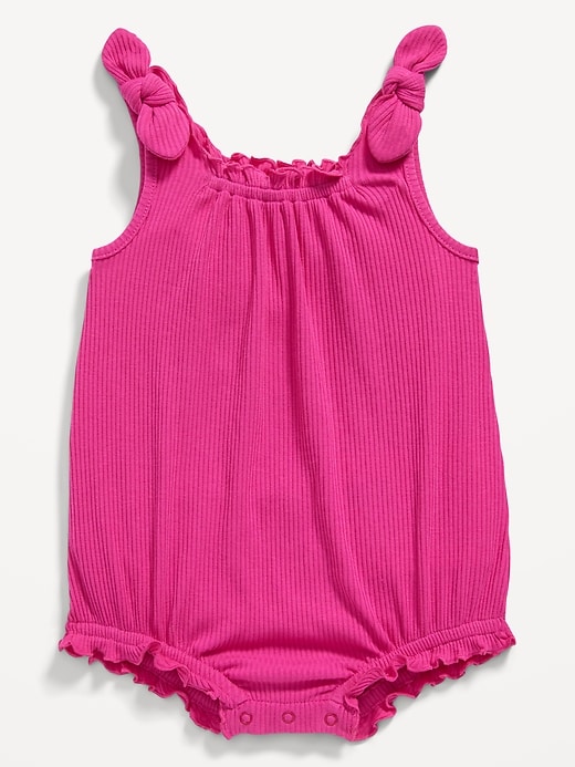 View large product image 1 of 1. Sleeveless Tie-Shoulder One-Piece Romper for Baby