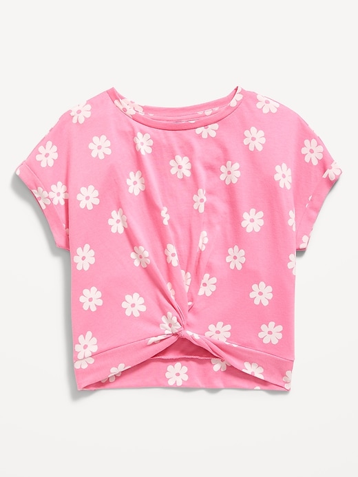 View large product image 2 of 3. Printed Short-Sleeve Twist-Front T-Shirt for Girls