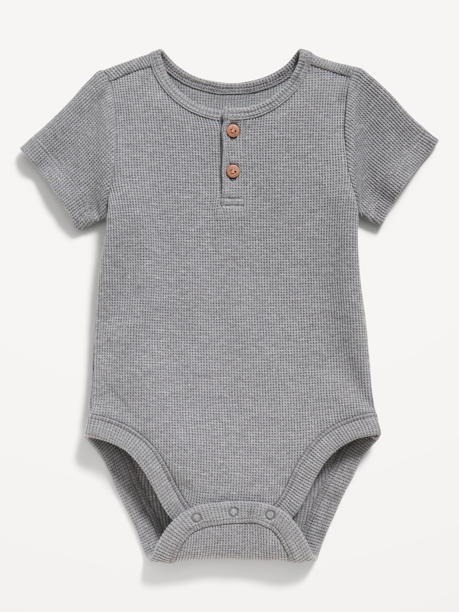 Unisex Thermal-Knit Henley Bodysuit for Baby