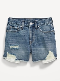 View large product image 4 of 4. High-Waisted Exposed Pocket Jean Shorts for Girls