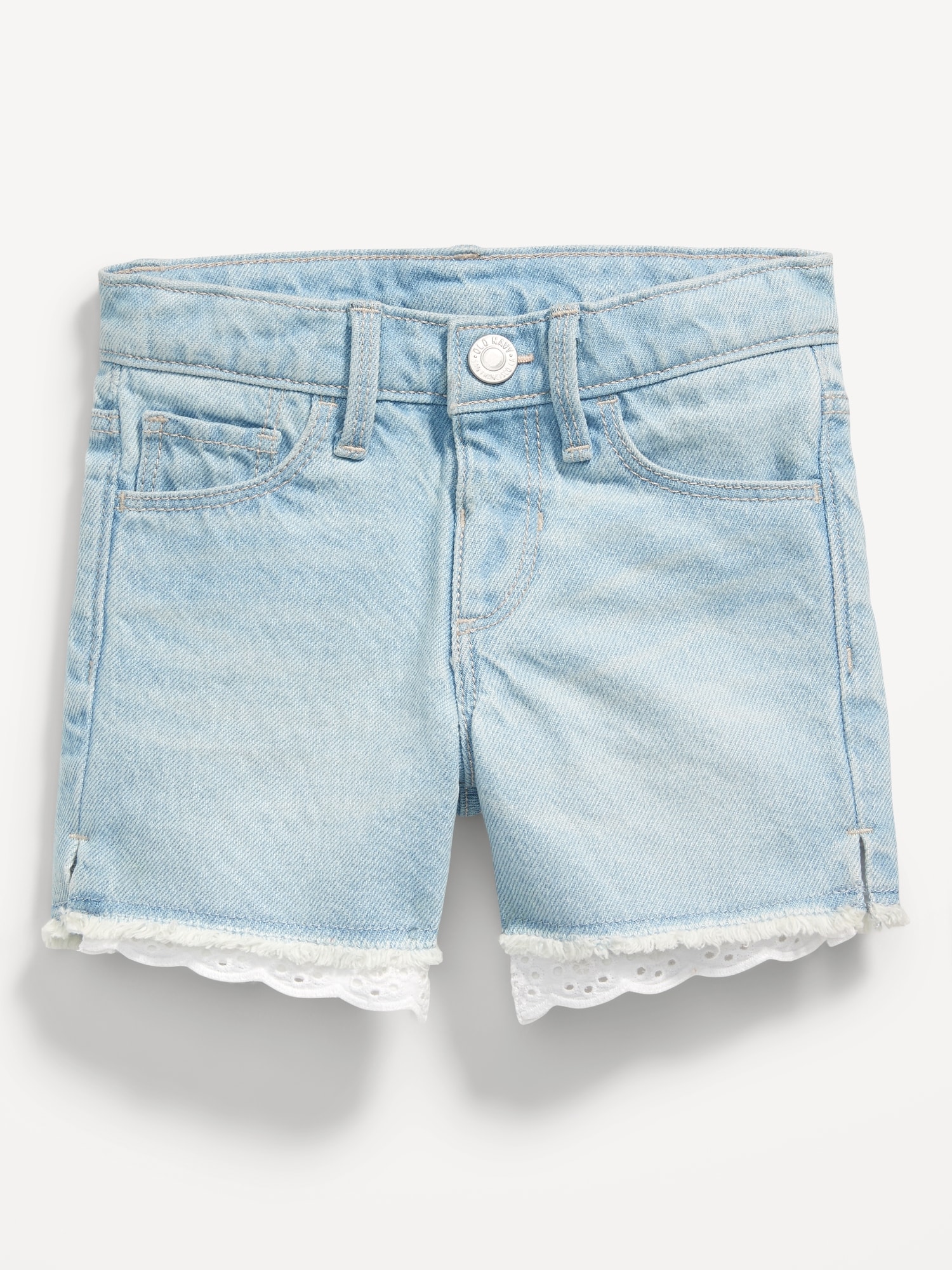 High-Waisted Exposed Lace-Pocket Jean Shorts for Toddler Girls