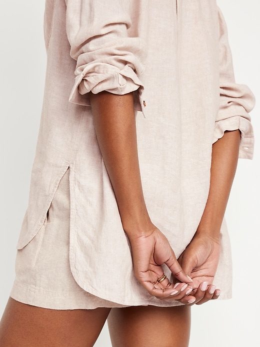 Image number 4 showing, Linen-Blend Button-Down Boyfriend Shirt