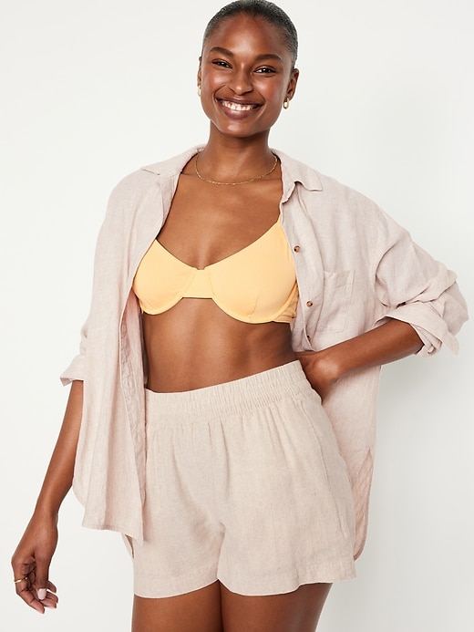 Image number 3 showing, Linen-Blend Button-Down Boyfriend Shirt