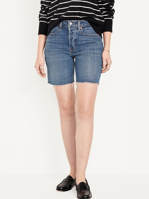 Image number 1 showing, High-Waisted OG Button-Fly Jean Shorts -- 7-inch inseam