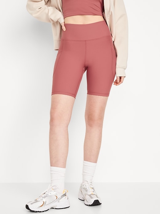 Image number 1 showing, High-Waisted PowerSoft Biker Shorts -- 8-inch inseam