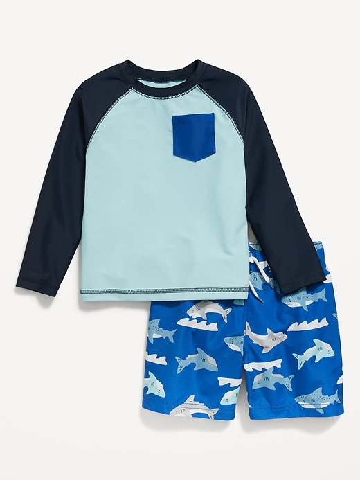 View large product image 1 of 3. Rashguard Pocket Swim Top & Trunks for Toddler Boys