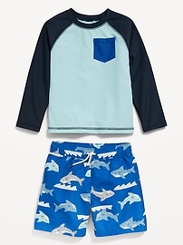 View large product image 3 of 3. Rashguard Pocket Swim Top & Trunks for Toddler Boys