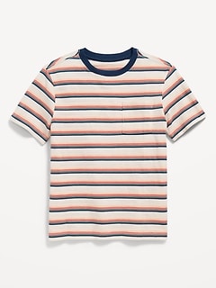 Textured Striped Short-Sleeve Pocket T-Shirt for Boys