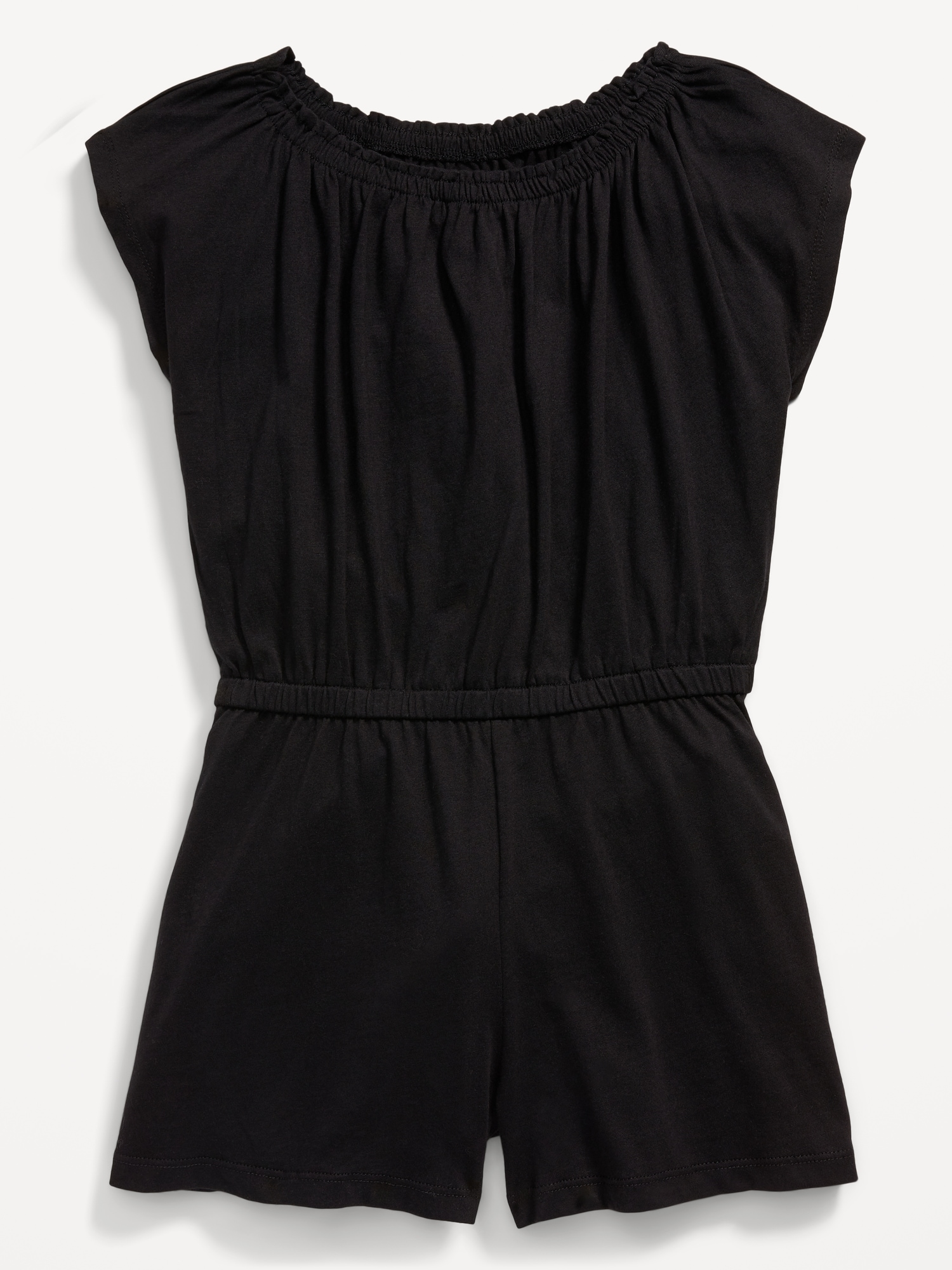 Short-Sleeve Cinched-Waist Romper for Girls