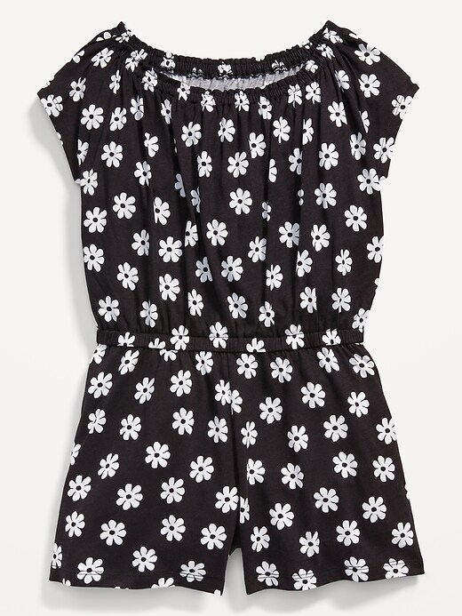 Image number 3 showing, Short-Sleeve Cinched-Waist Romper for Girls