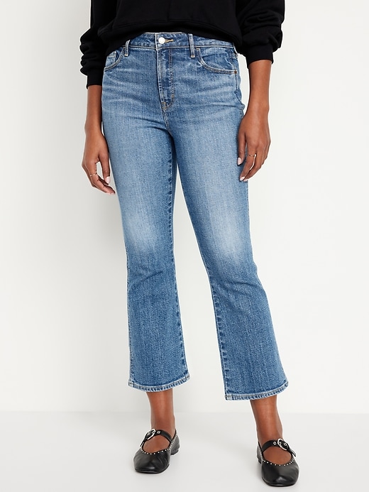 Image number 1 showing, High-Waisted Vintage Crop Flare Jeans