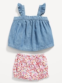 View large product image 3 of 4. Sleeveless Ruffle-Trim Top & Bloomer Shorts Set for Baby