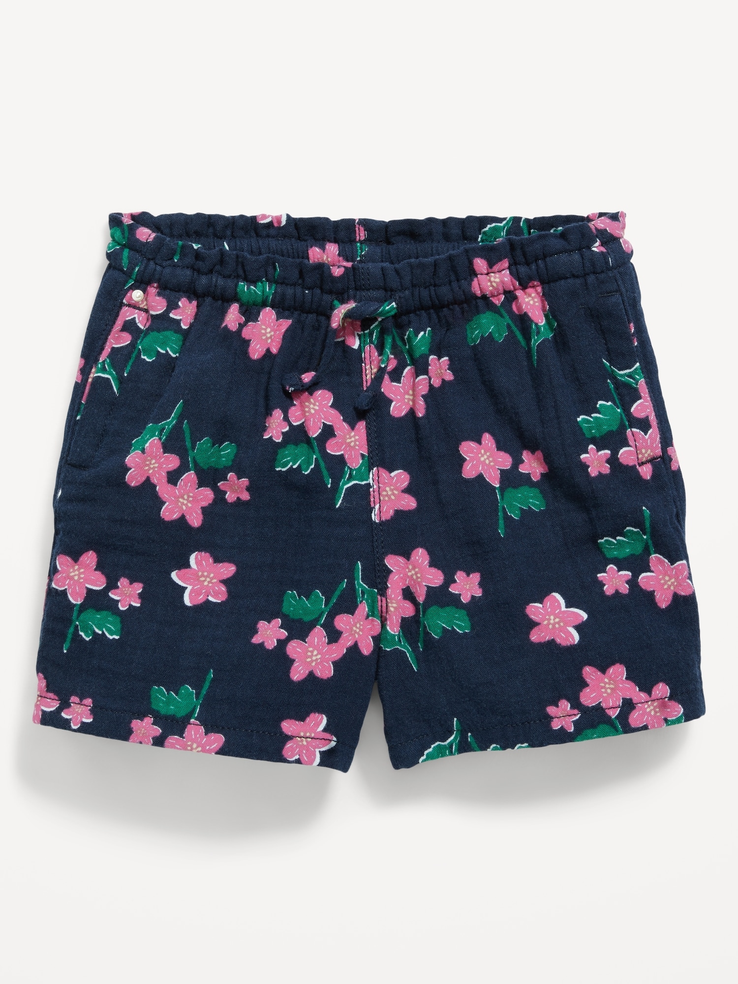 Printed Functional Drawstring Pull-On Shorts for Toddler Girls