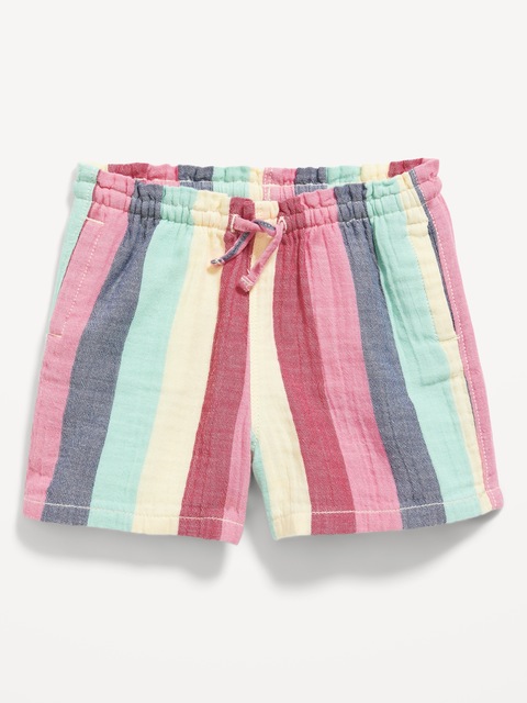 Printed Functional Drawstring Pull-On Shorts for Toddler Girls