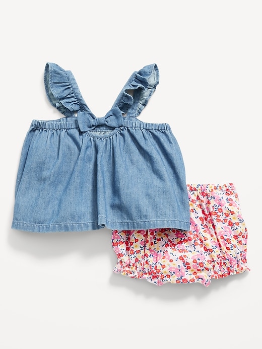 View large product image 2 of 4. Sleeveless Ruffle-Trim Top & Bloomer Shorts Set for Baby
