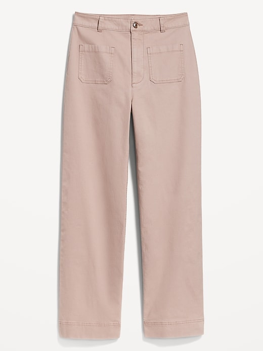 Image number 4 showing, High-Waisted Crop Chino Wide-Leg Pants