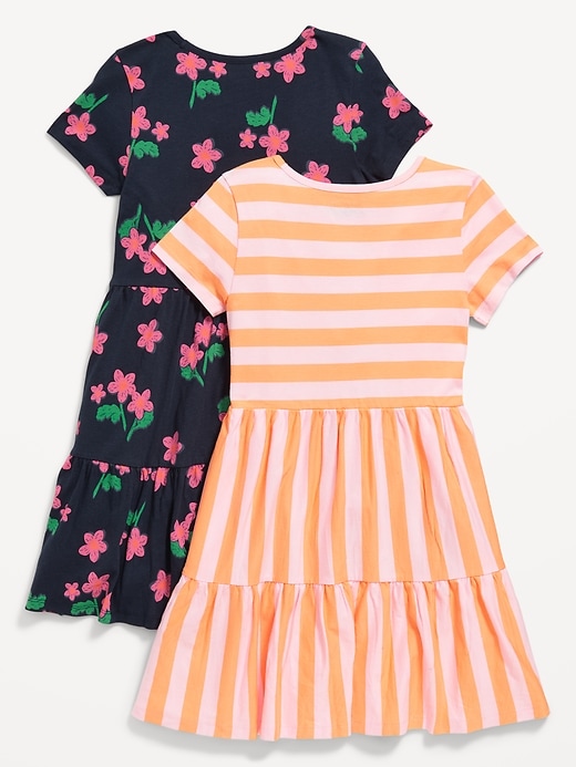 View large product image 2 of 3. Printed Short-Sleeve Tiered Dress 2-Pack for Girls