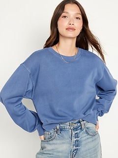 Drop-Shoulder Cropped Sweatshirt