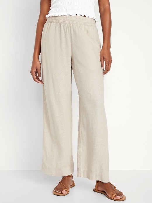 High-Waisted Linen-Blend Wide-Leg Pants | Old Navy