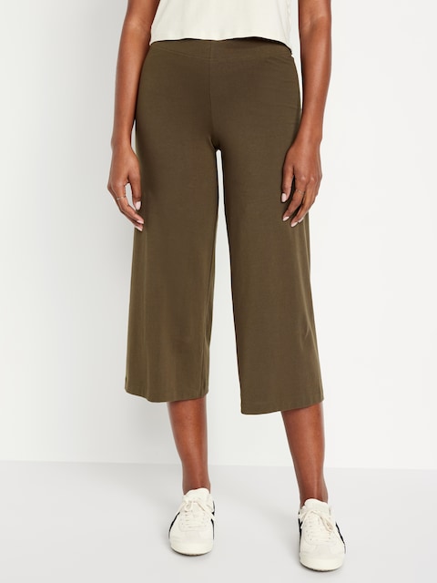 High-Waisted Wide-Leg Crop Leggings
