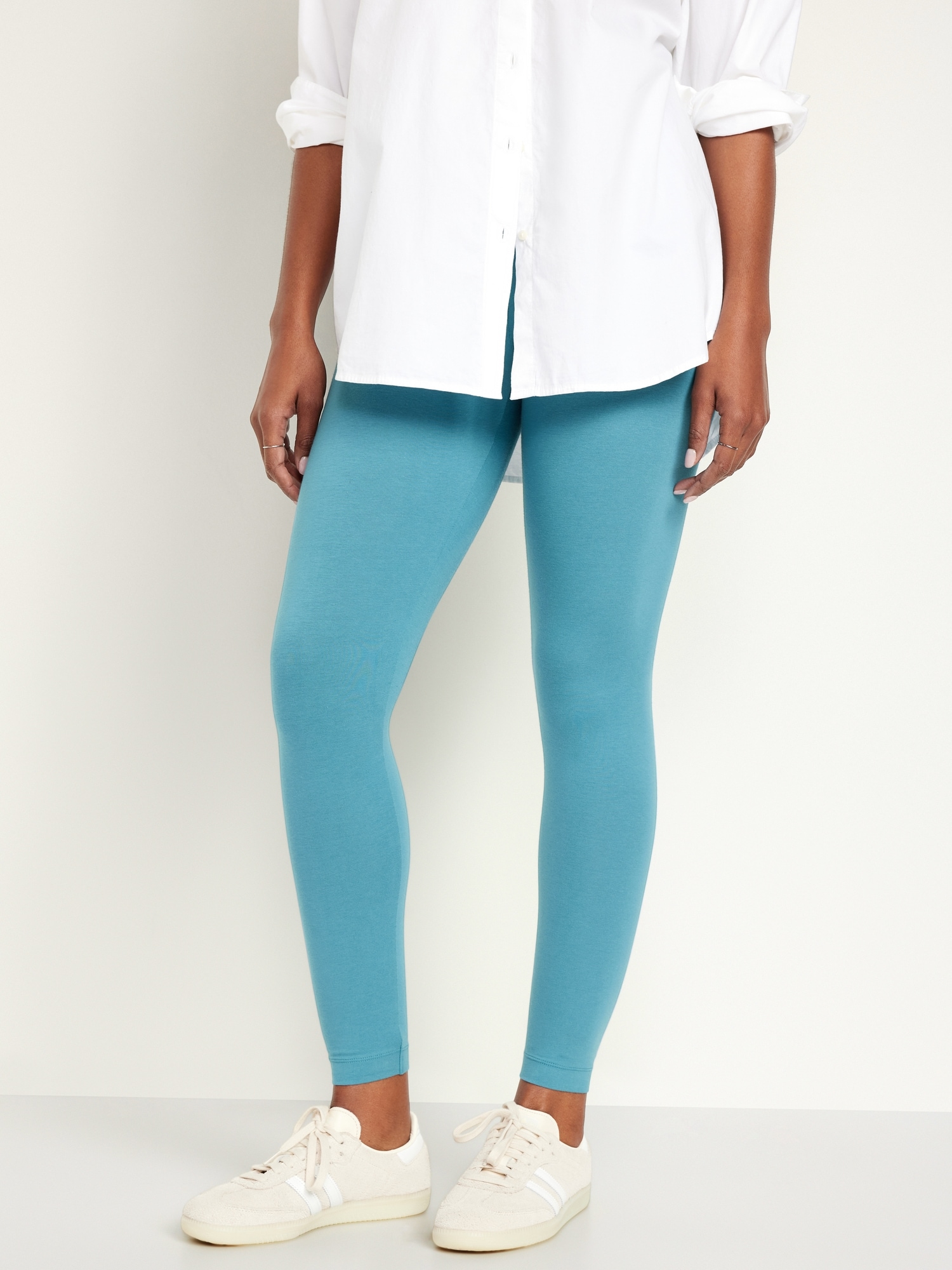 High Waisted Jersey Ankle Leggings