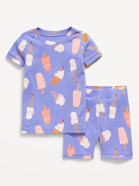 Unisex Snug-Fit Printed Pajama Shorts Set for Toddler & Baby