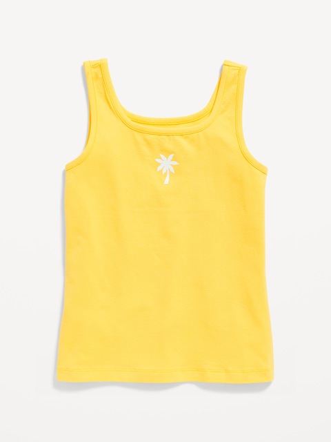 Fitted Graphic Tank Top for Girls - Yellow