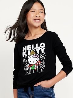 Long-Sleeve Licensed Pop-Culture Tie-Knot T-Shirt for Girls