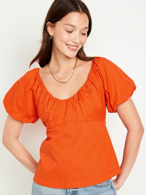Waist-Defined V-Neck Top