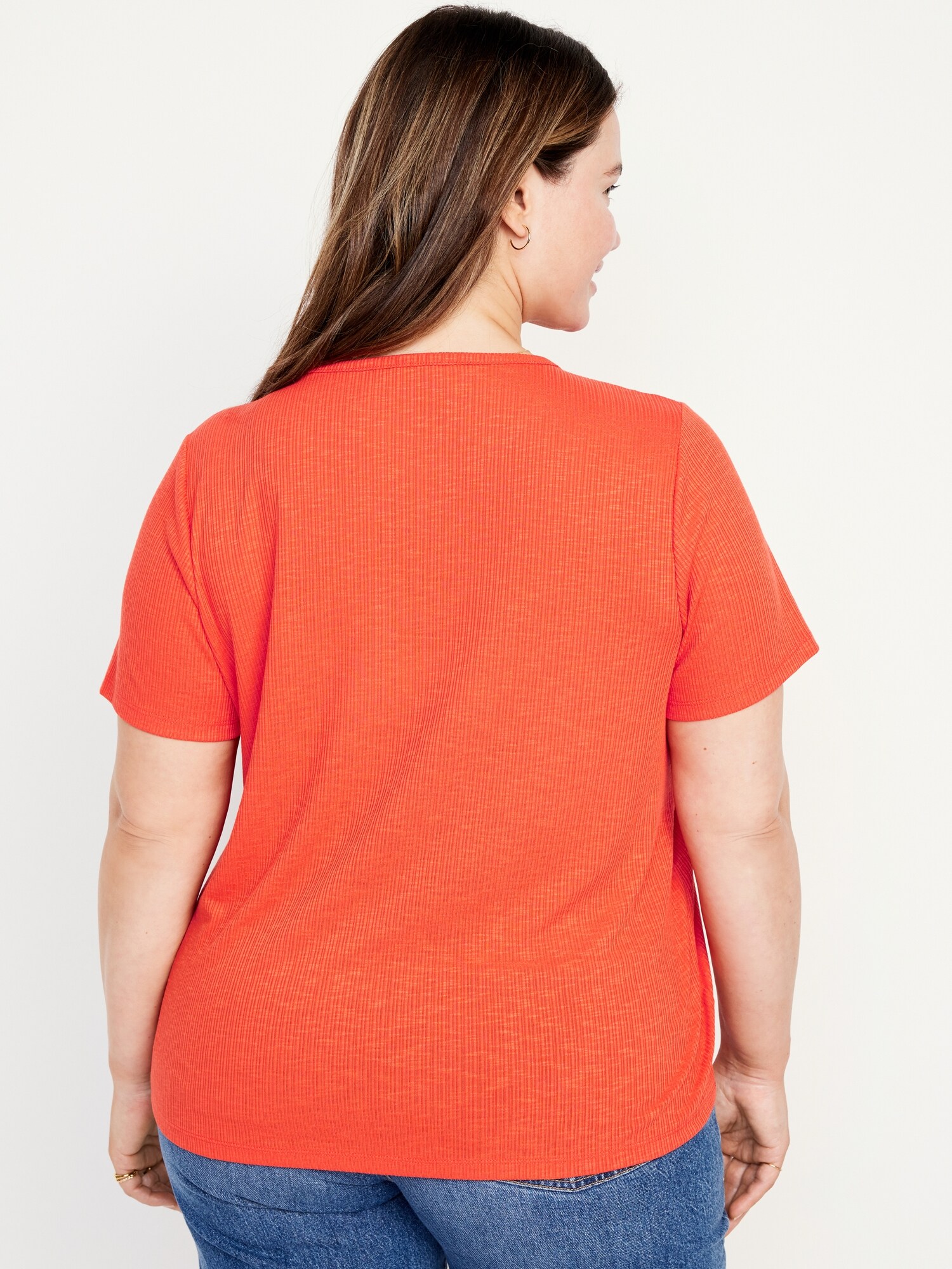 Luxe Ribbed Slub-Knit T-Shirt for Women